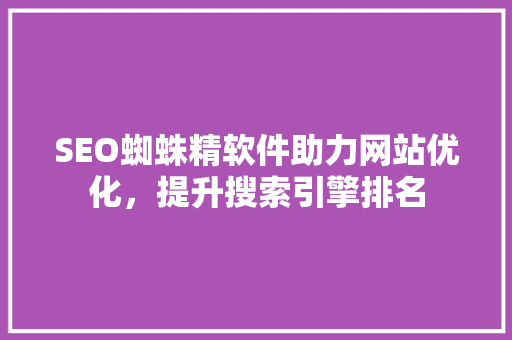 SEO蜘蛛精软件助力网站优化，提升搜索引擎排名