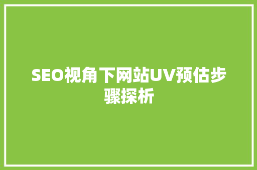 SEO视角下网站UV预估步骤探析