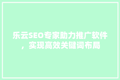 乐云SEO专家助力推广软件，实现高效关键词布局