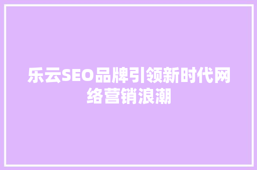 乐云SEO品牌引领新时代网络营销浪潮