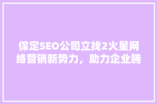 保定SEO公司立找2火星网络营销新势力，助力企业腾飞