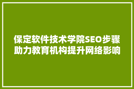 保定软件技术学院SEO步骤助力教育机构提升网络影响力