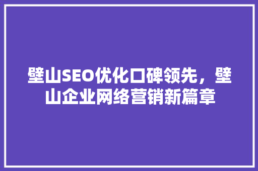 壁山SEO优化口碑领先，壁山企业网络营销新篇章