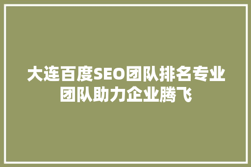 大连百度SEO团队排名专业团队助力企业腾飞