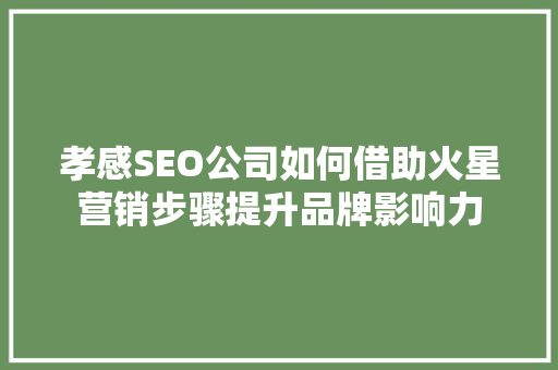 孝感SEO公司如何借助火星营销步骤提升品牌影响力