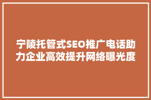 宁陵托管式SEO推广电话助力企业高效提升网络曝光度