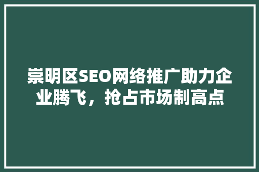 崇明区SEO网络推广助力企业腾飞，抢占市场制高点