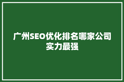 广州SEO优化排名哪家公司实力最强