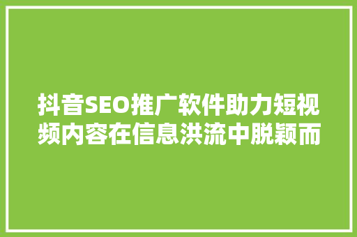 抖音SEO推广软件助力短视频内容在信息洪流中脱颖而出  第1张
