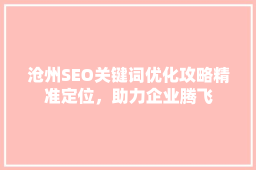 沧州SEO关键词优化攻略精准定位，助力企业腾飞