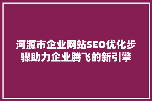 河源市企业网站SEO优化步骤助力企业腾飞的新引擎  第1张