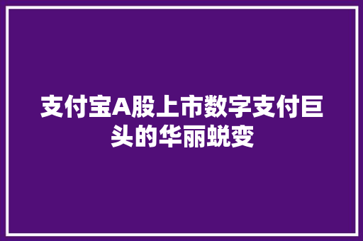 支付宝A股上市数字支付巨头的华丽蜕变
