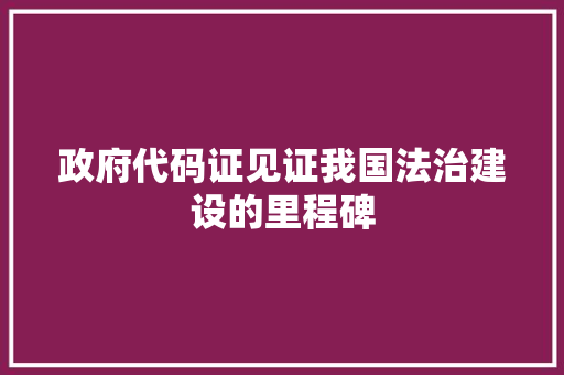 政府代码证见证我国法治建设的里程碑
