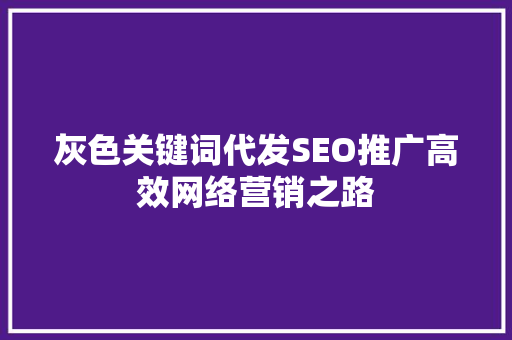 灰色关键词代发SEO推广高效网络营销之路