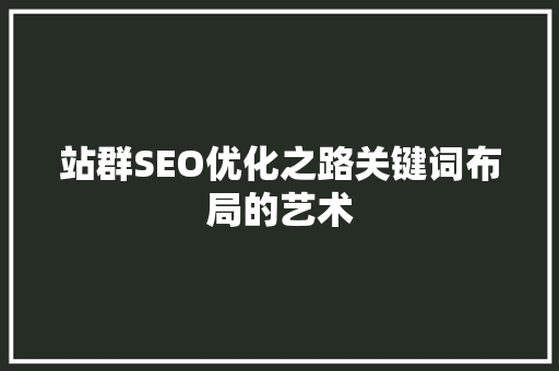站群SEO优化之路关键词布局的艺术