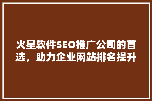 火星软件SEO推广公司的首选，助力企业网站排名提升