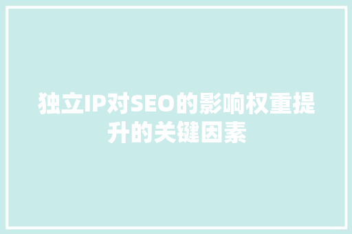 独立IP对SEO的影响权重提升的关键因素