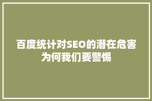 百度统计对SEO的潜在危害为何我们要警惕