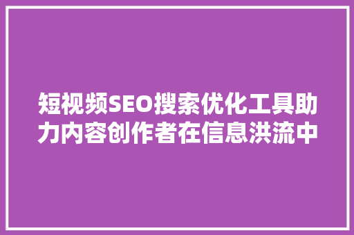 短视频SEO搜索优化工具助力内容创作者在信息洪流中脱颖而出