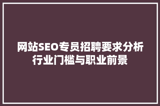 网站SEO专员招聘要求分析行业门槛与职业前景