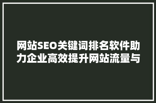 网站SEO关键词排名软件助力企业高效提升网站流量与知名度