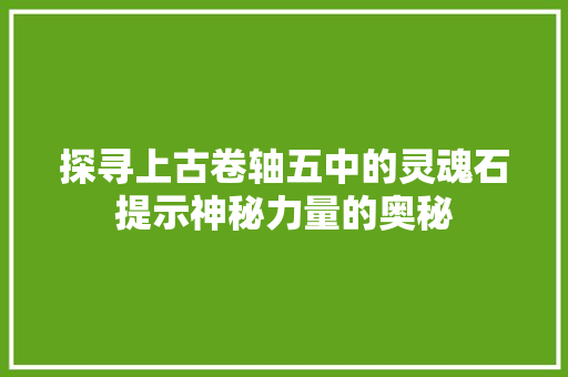 探寻上古卷轴五中的灵魂石提示神秘力量的奥秘