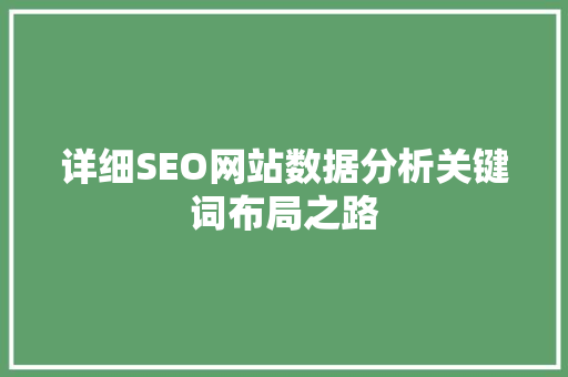 详细SEO网站数据分析关键词布局之路