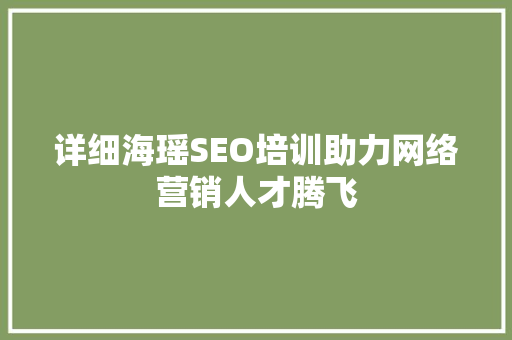详细海瑶SEO培训助力网络营销人才腾飞