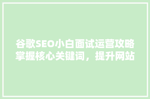谷歌SEO小白面试运营攻略掌握核心关键词，提升网站排名