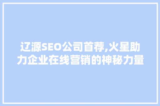 辽源SEO公司首荐,火星助力企业在线营销的神秘力量