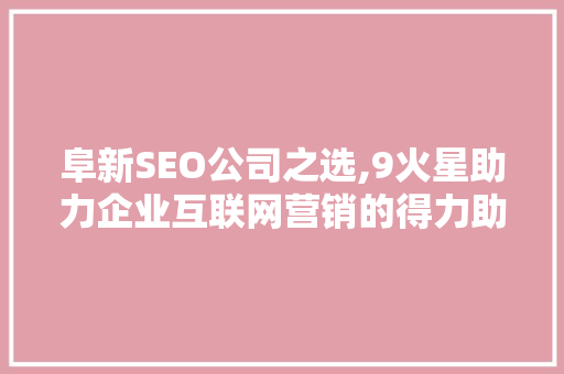 阜新SEO公司之选,9火星助力企业互联网营销的得力助手