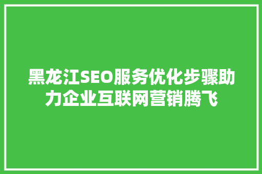 黑龙江SEO服务优化步骤助力企业互联网营销腾飞