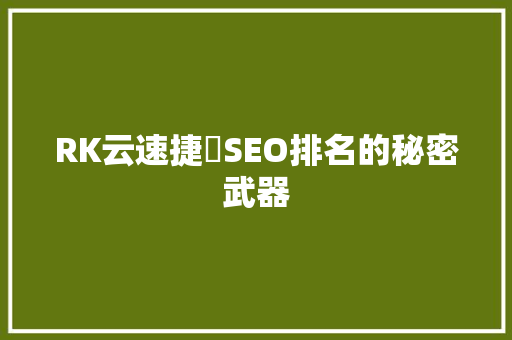 RK云速捷亅SEO排名的秘密武器