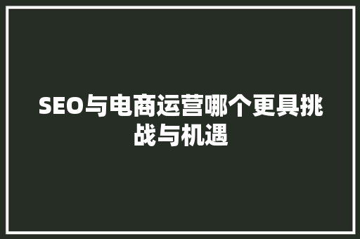SEO与电商运营哪个更具挑战与机遇