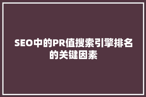 SEO中的PR值搜索引擎排名的关键因素