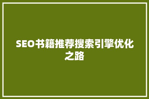 SEO书籍推荐搜索引擎优化之路