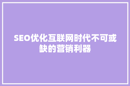 SEO优化互联网时代不可或缺的营销利器