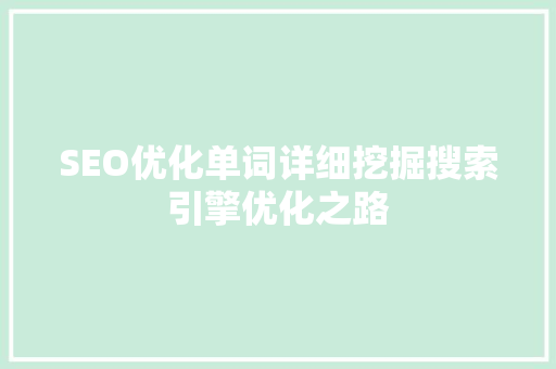 SEO优化单词详细挖掘搜索引擎优化之路