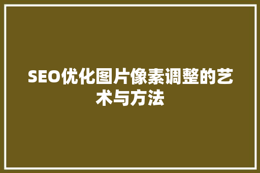 SEO优化图片像素调整的艺术与方法