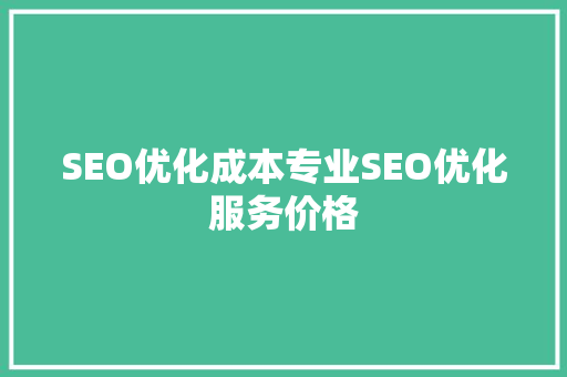 SEO优化成本专业SEO优化服务价格