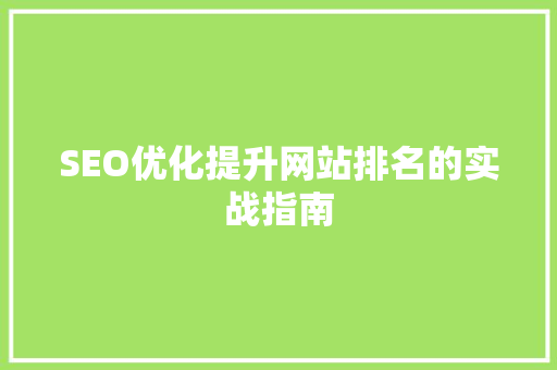 SEO优化提升网站排名的实战指南