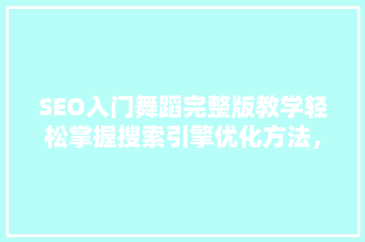 SEO入门舞蹈完整版教学轻松掌握搜索引擎优化方法，提升网站排名