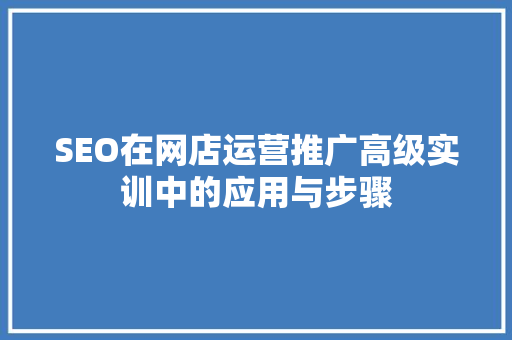 SEO在网店运营推广高级实训中的应用与步骤