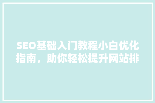SEO基础入门教程小白优化指南，助你轻松提升网站排名