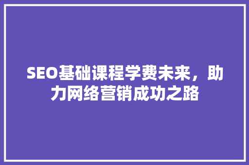 SEO基础课程学费未来，助力网络营销成功之路