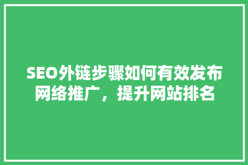 SEO外链步骤如何有效发布网络推广，提升网站排名