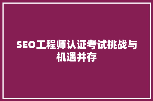 SEO工程师认证考试挑战与机遇并存