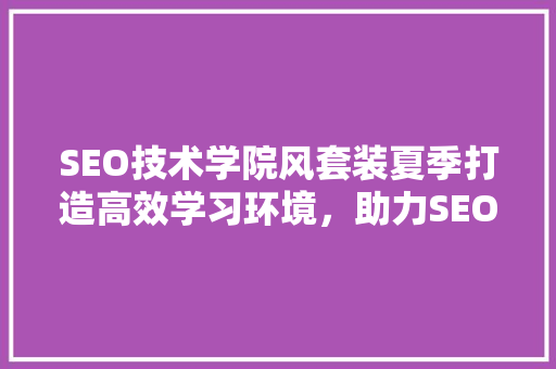 SEO技术学院风套装夏季打造高效学习环境，助力SEO学习之旅