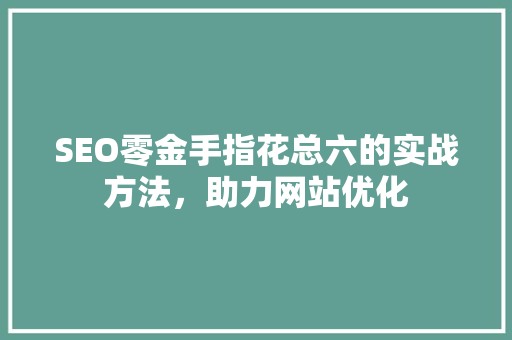 SEO零金手指花总六的实战方法，助力网站优化