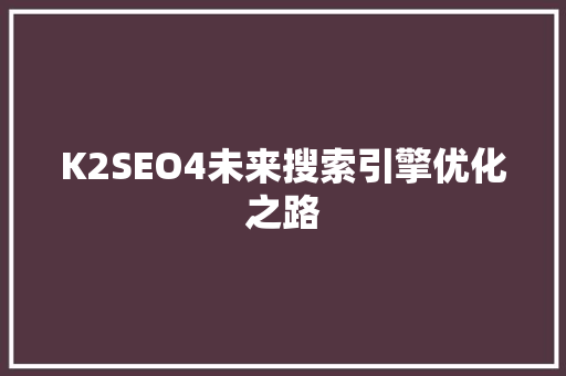K2SEO4未来搜索引擎优化之路